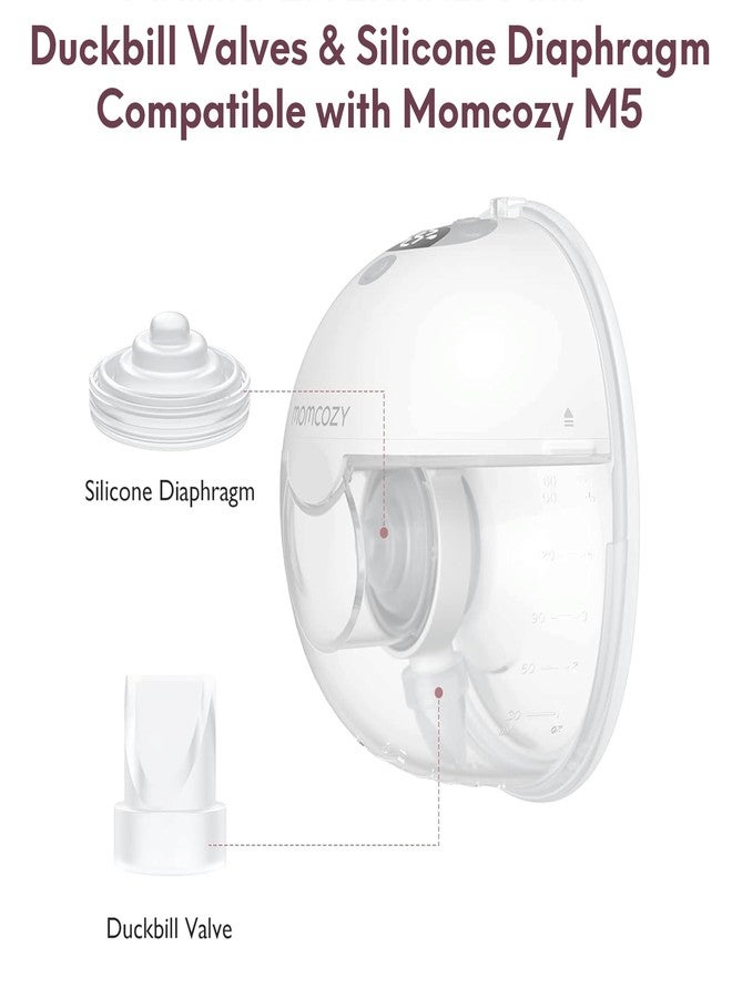 Durceler Replacement 4 Duckbill Valves/Duck Bill Valve & 2 Silicone Membrane/Diaphragm Compatible with Momcozy M5 Wearable Breast Pump, Accessories Made by Durceler, Not Original Momcozy Pump Parts - Image 2